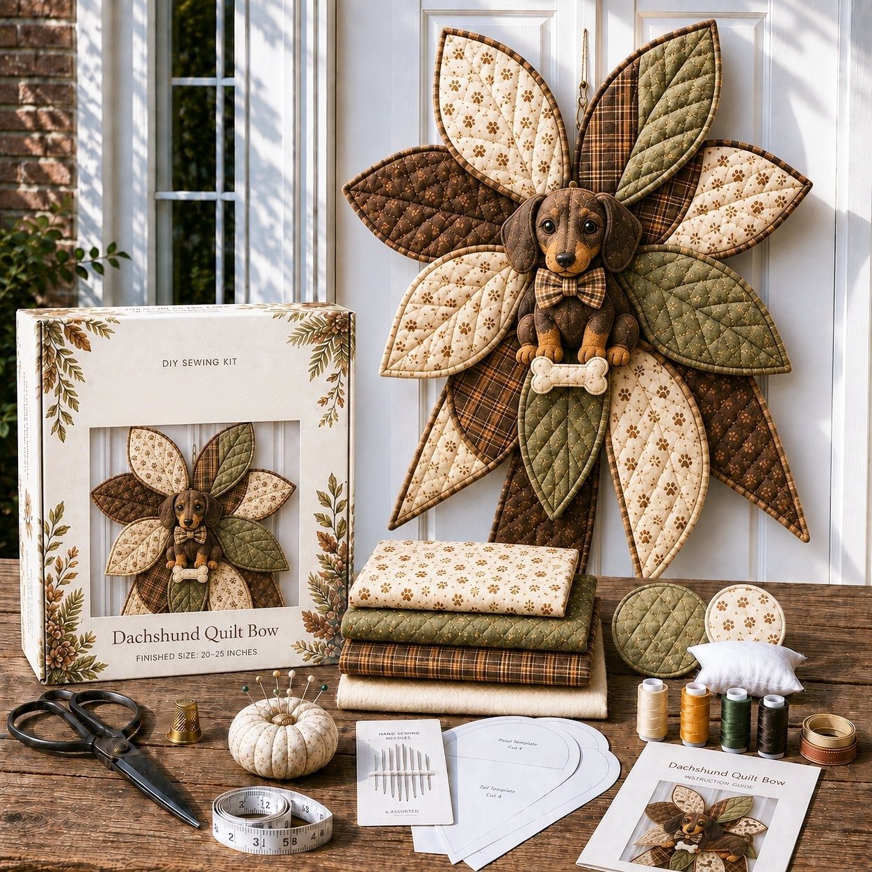 ⏳ Last Day 49% OFF – 🎀 Beginner-Friendly Oversized Quilted Bow Sewing Kit | Coordinated Printed Fabrics, Batting, Pre-Designed Templates & Complete Supplies for a Full 23–25 in 3D Statement Bow ✨