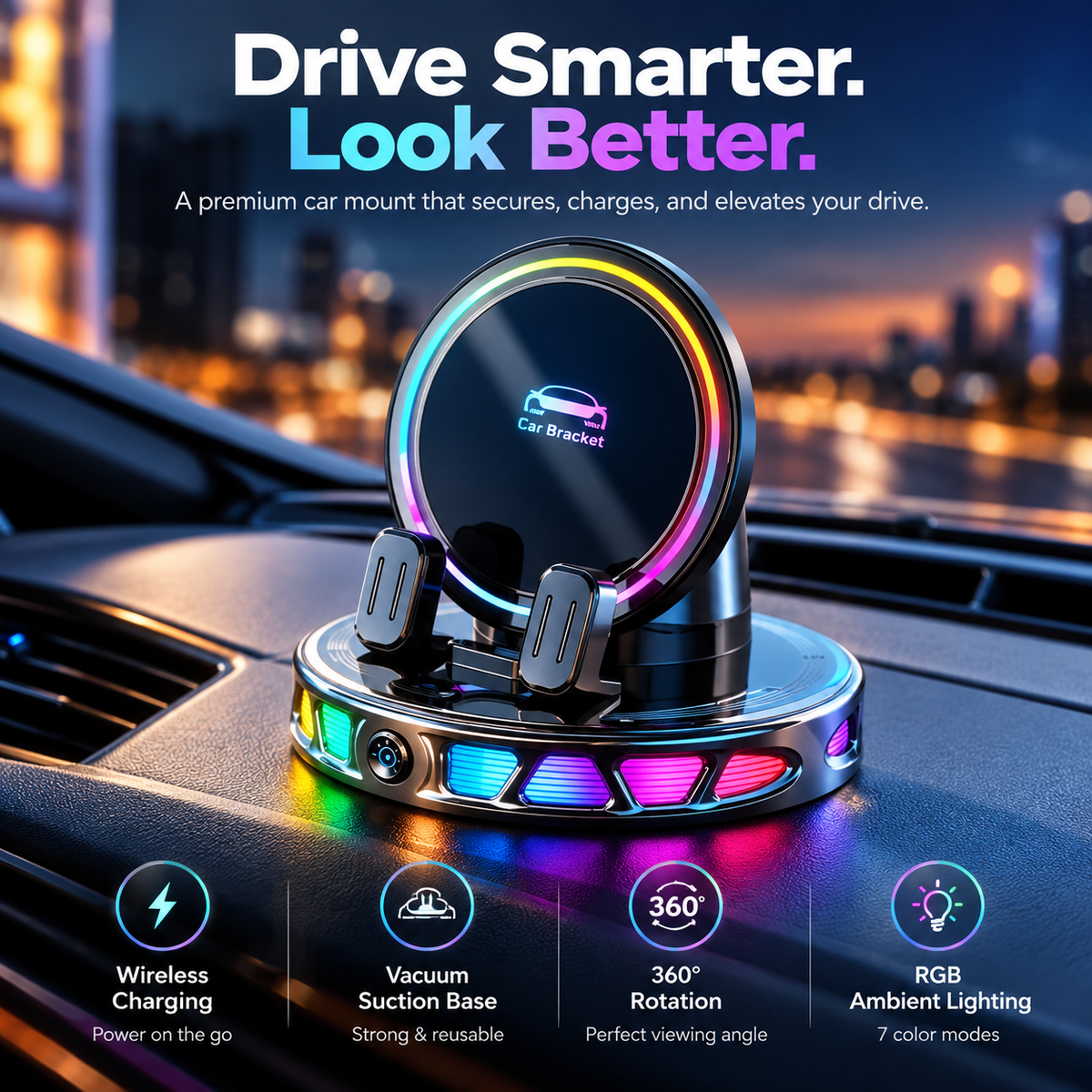 360° RGB Wireless Car Mount