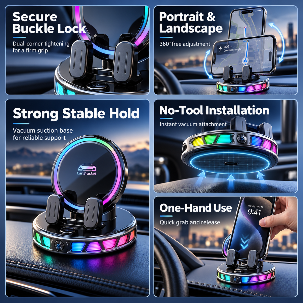 360° RGB Wireless Car Mount