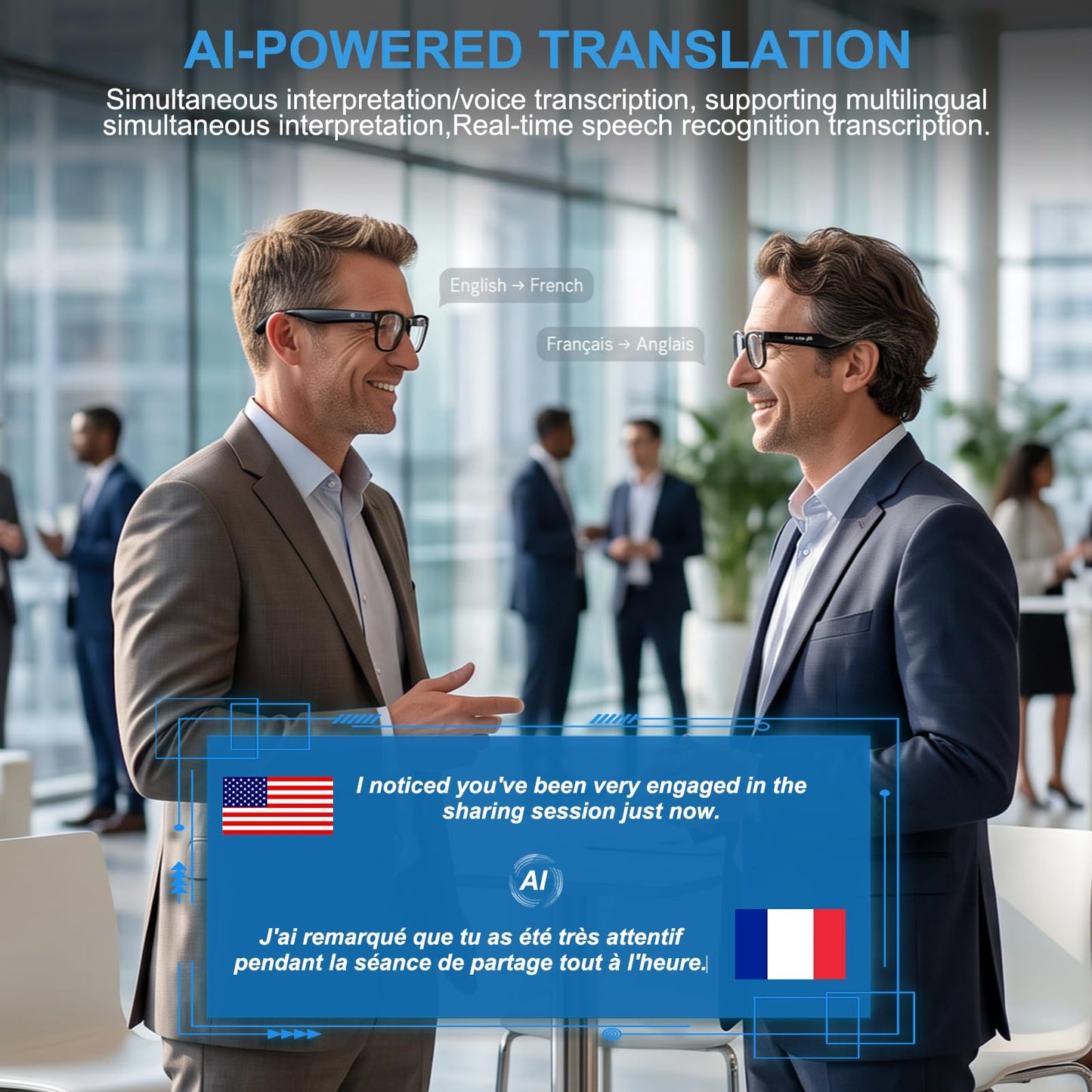 🕶️AI Smart Glasses with 4K Camera, Real-Time Translation & Open-Ear Audio