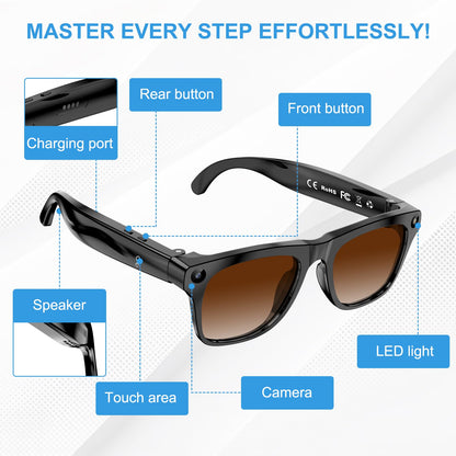 🕶️AI Smart Glasses with 4K Camera, Real-Time Translation & Open-Ear Audio
