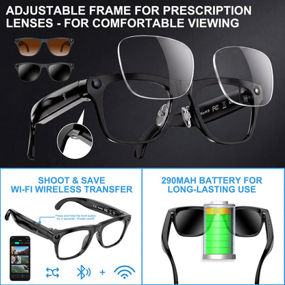 🕶️AI Smart Glasses with 4K Camera, Real-Time Translation & Open-Ear Audio