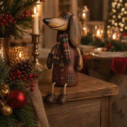 🐶🎄 Vintage Christmas Dachshund Shelf Sitter