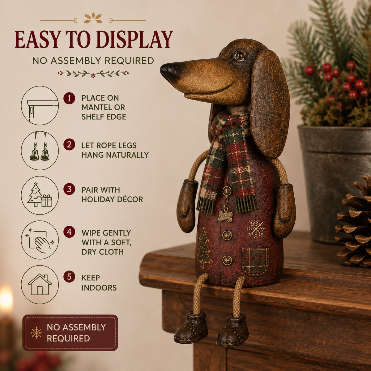 🐶🎄 Vintage Christmas Dachshund Shelf Sitter