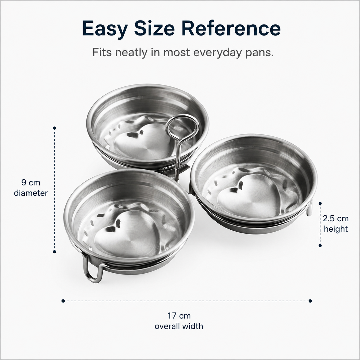 🍳 3-Cup Stainless Steel Egg Poacher – Stovetop Egg Steamer Insert 🥚