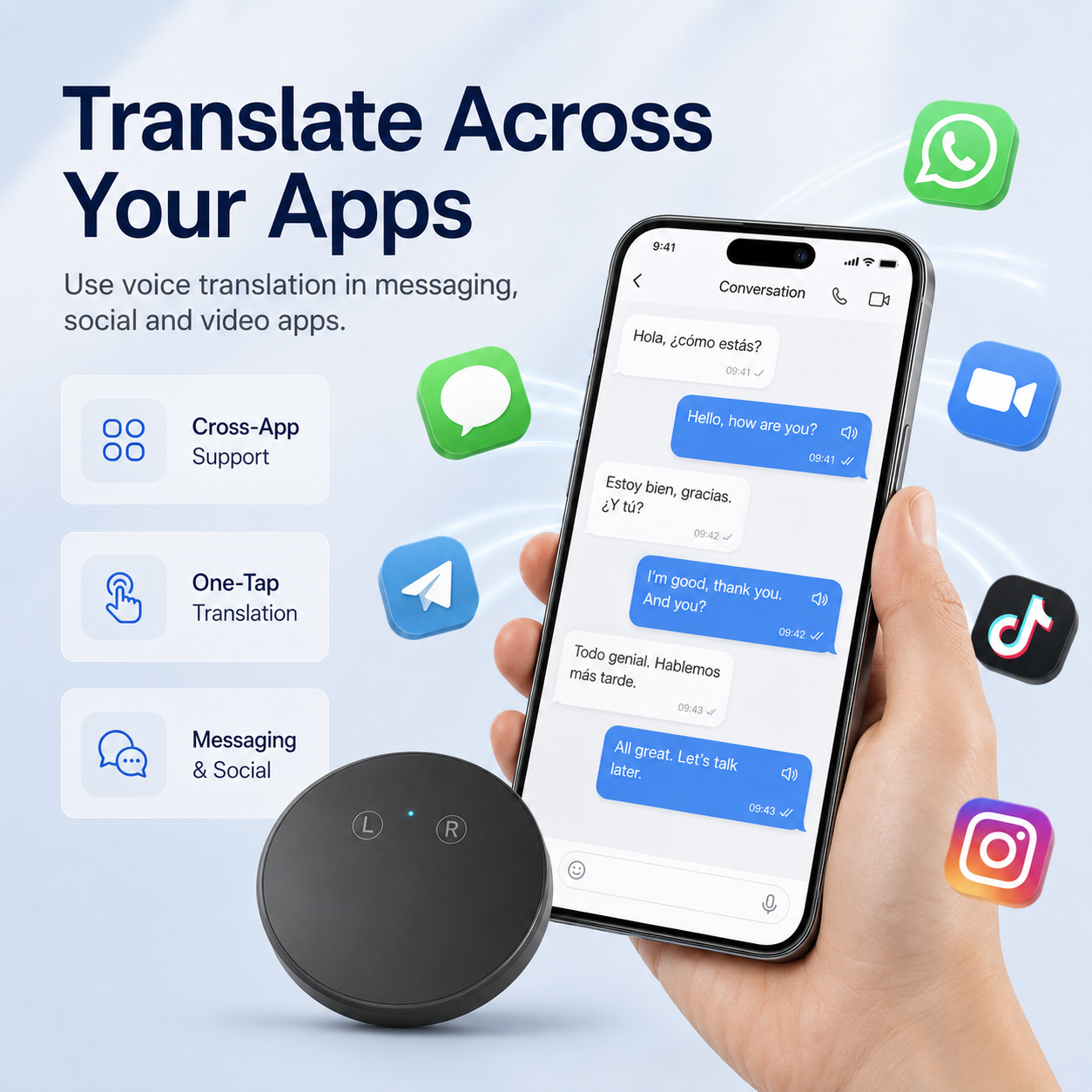 🔥 50% OFF + FREE Shipping! AI Language Translator – Real-Time Two-Way Voice Translation, 96+ Languages, iOS & Android Compatible