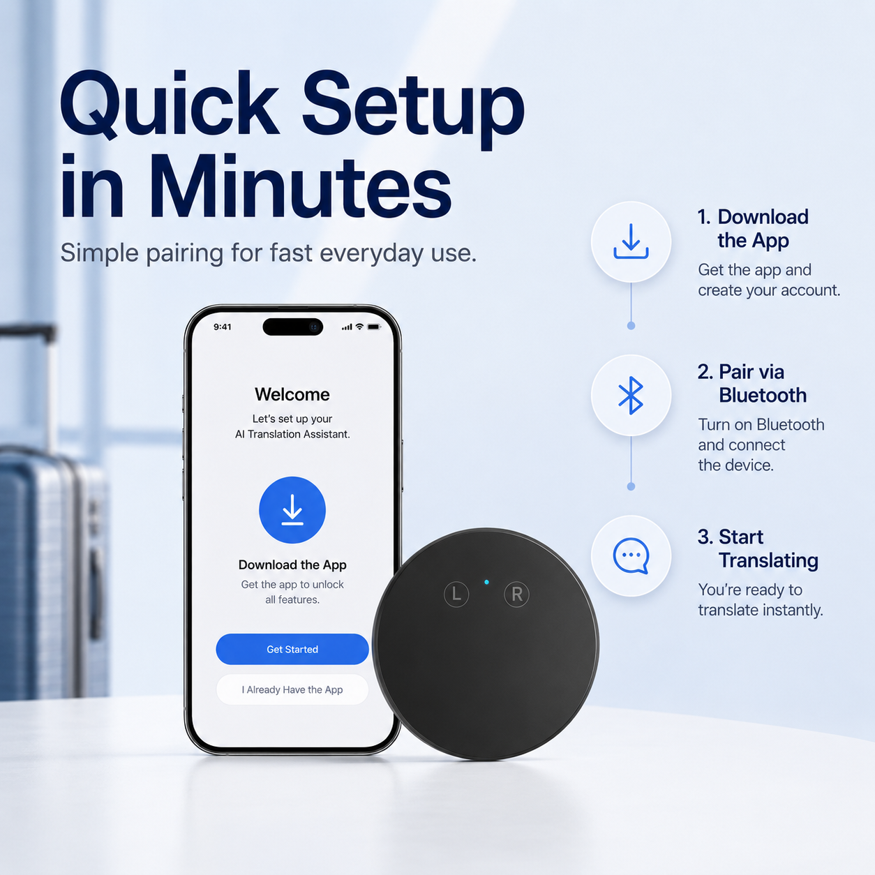 🔥 50% OFF + FREE Shipping! AI Language Translator – Real-Time Two-Way Voice Translation, 96+ Languages, iOS & Android Compatible
