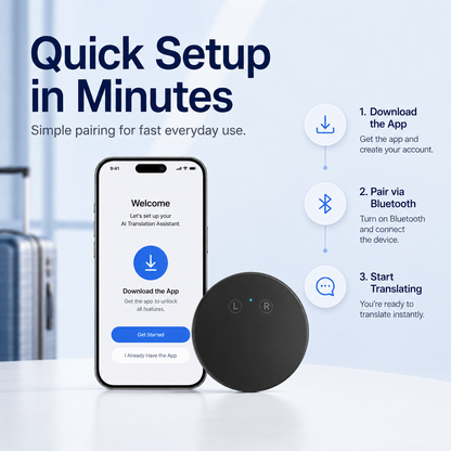 🔥 50% OFF + FREE Shipping! AI Language Translator – Real-Time Two-Way Voice Translation, 96+ Languages, iOS & Android Compatible