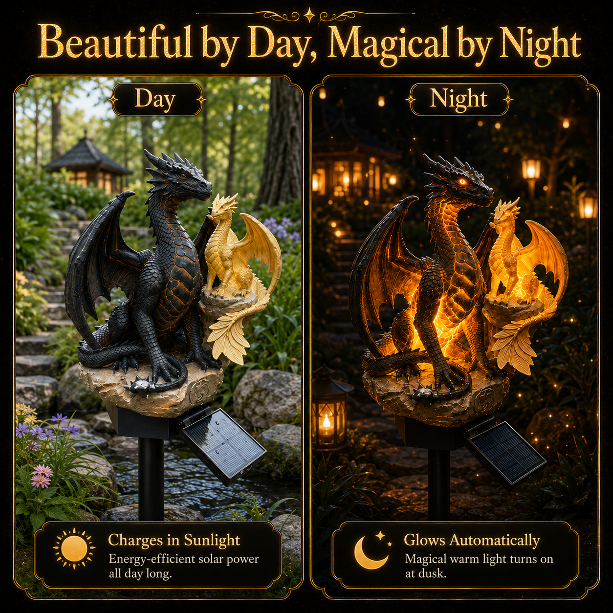 🔥 Limited 50% OFF Today!🐉Solar Dragon Garden Light Set🔥– ✨2 Dragons Included for Magical Outdoor Decor🎁
