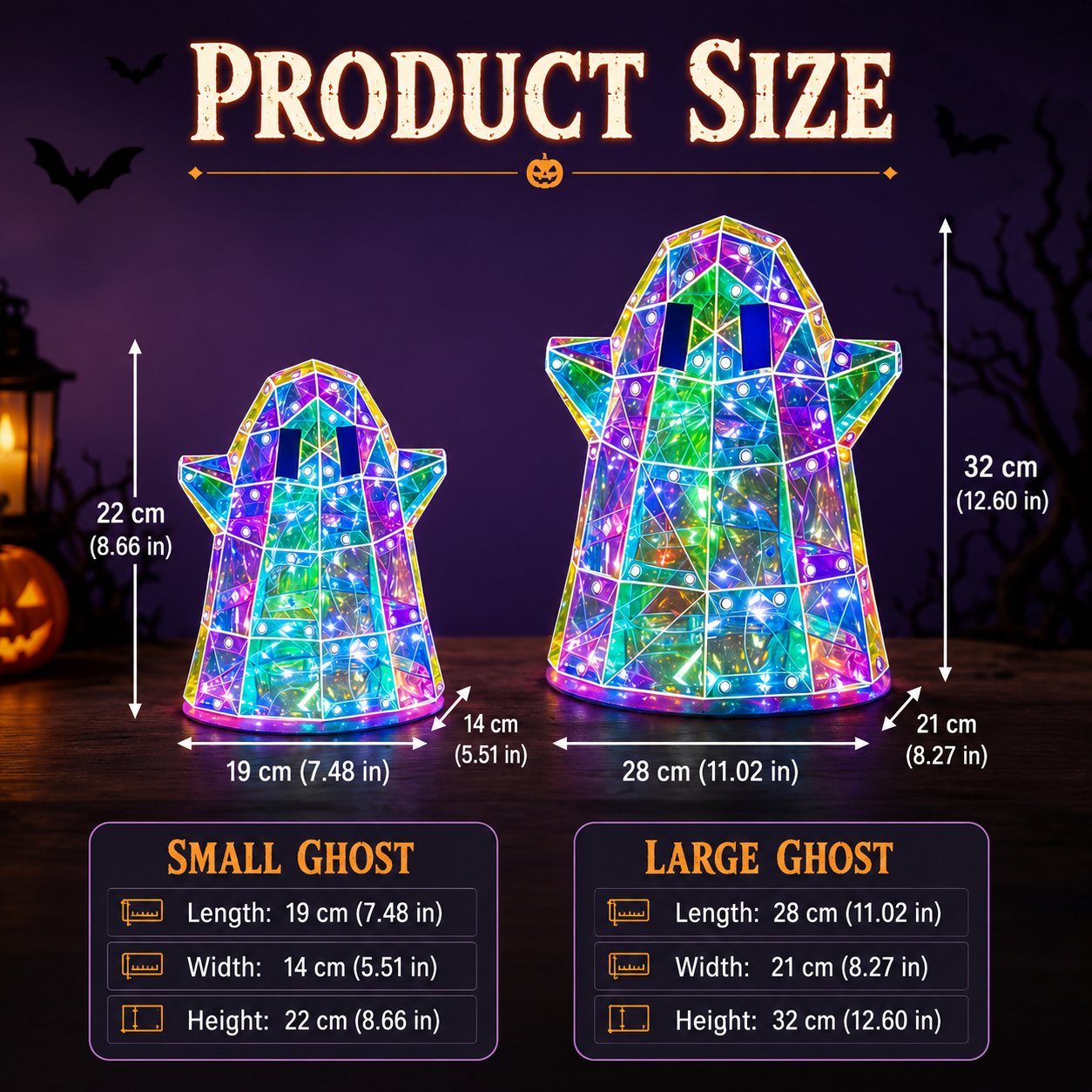 🔥50% OFF Halloween Glowing Mosaic Ghost LED Decor⭐——🌙Stained Glass Style Glowing Ghost Decor🎃