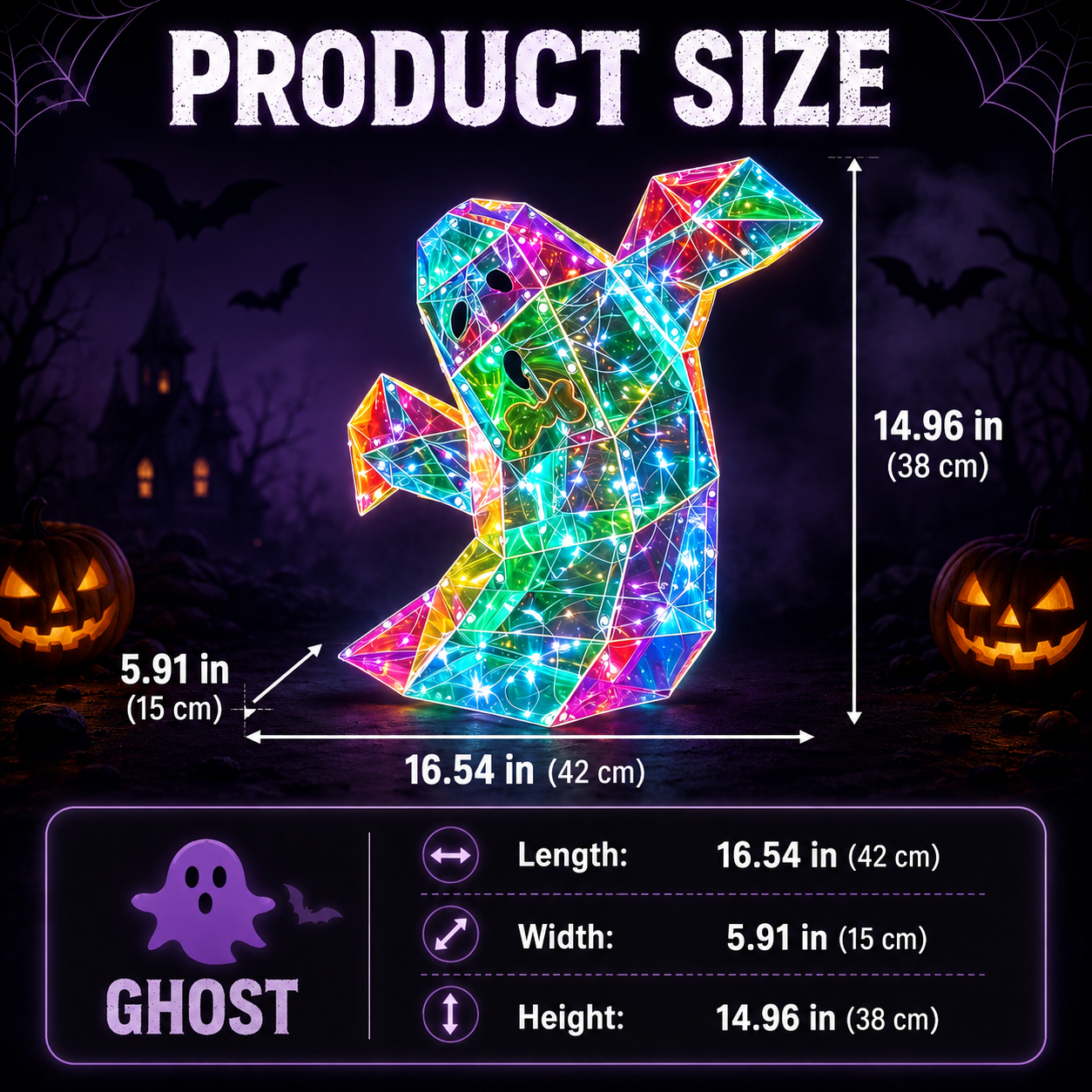 🔥50% OFF Halloween Glowing Mosaic Ghost LED Decor⭐——🌙Stained Glass Style Glowing Ghost Decor🎃