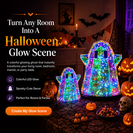 👻 Halloween Glowing Ghost LED Decor – Stained Glass Style🎃