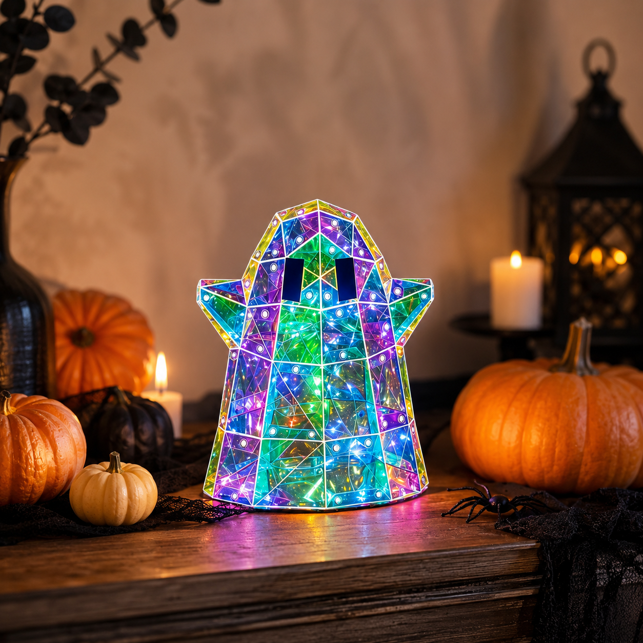 🔥50% OFF Halloween Glowing Mosaic Ghost LED Decor⭐——🌙Stained Glass Style Glowing Ghost Decor🎃