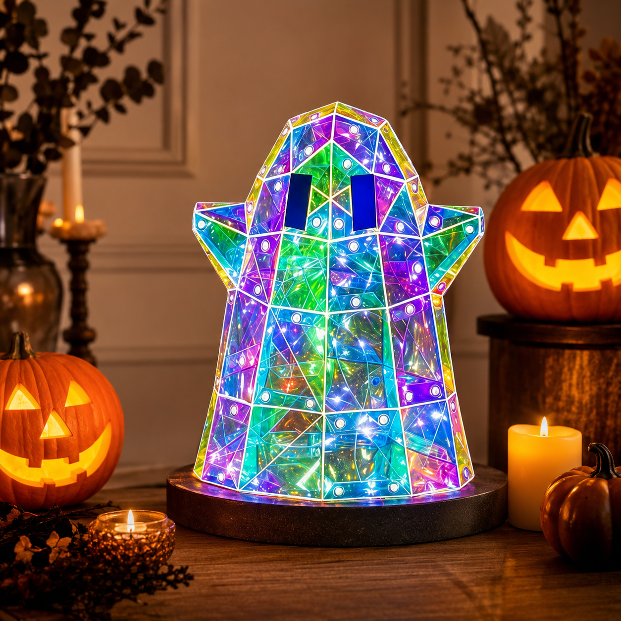 🔥50% OFF Halloween Glowing Mosaic Ghost LED Decor⭐——🌙Stained Glass Style Glowing Ghost Decor🎃