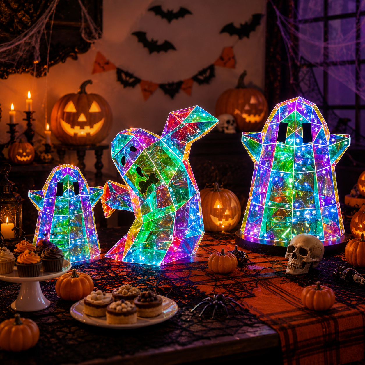 🔥50% OFF Halloween Glowing Mosaic Ghost LED Decor⭐——🌙Stained Glass Style Glowing Ghost Decor🎃