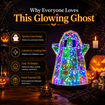 🔥50% OFF Halloween Glowing Mosaic Ghost LED Decor⭐——🌙Stained Glass Style Glowing Ghost Decor🎃