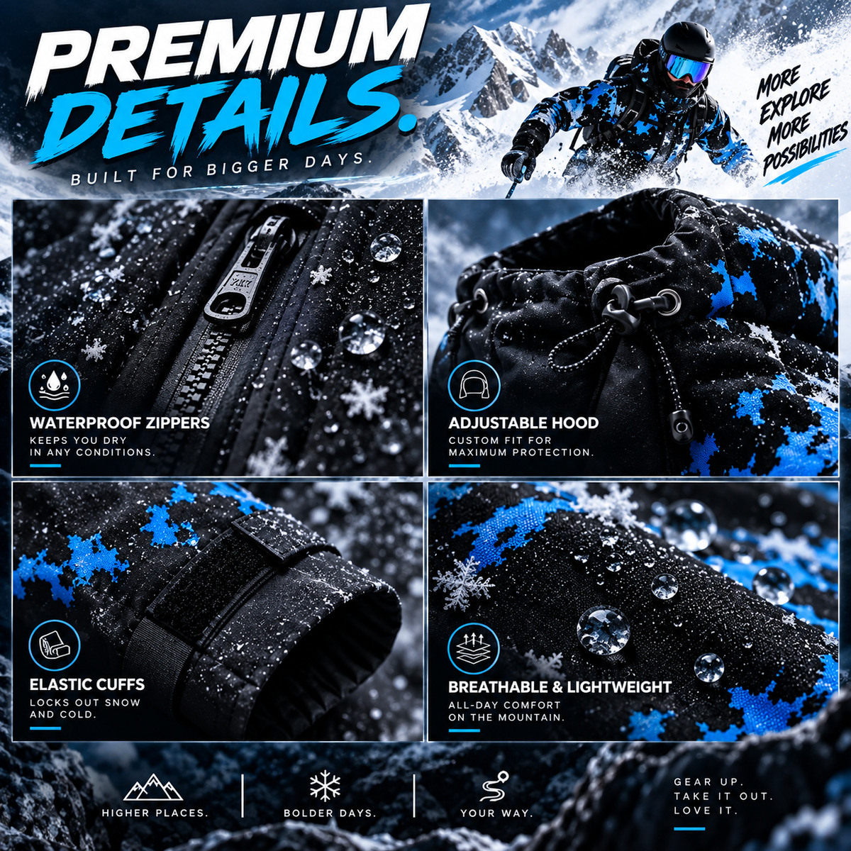 Reactive winter jacket premium construction details