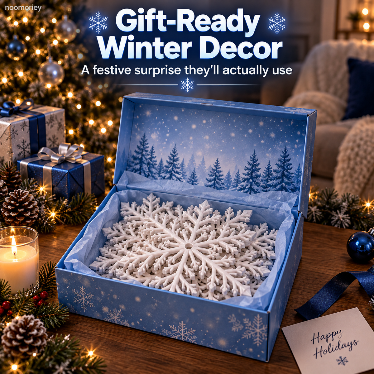 ❄️12 PCS LED Snowflake Wall Lights  – Blue & White Christmas Holiday Decor
