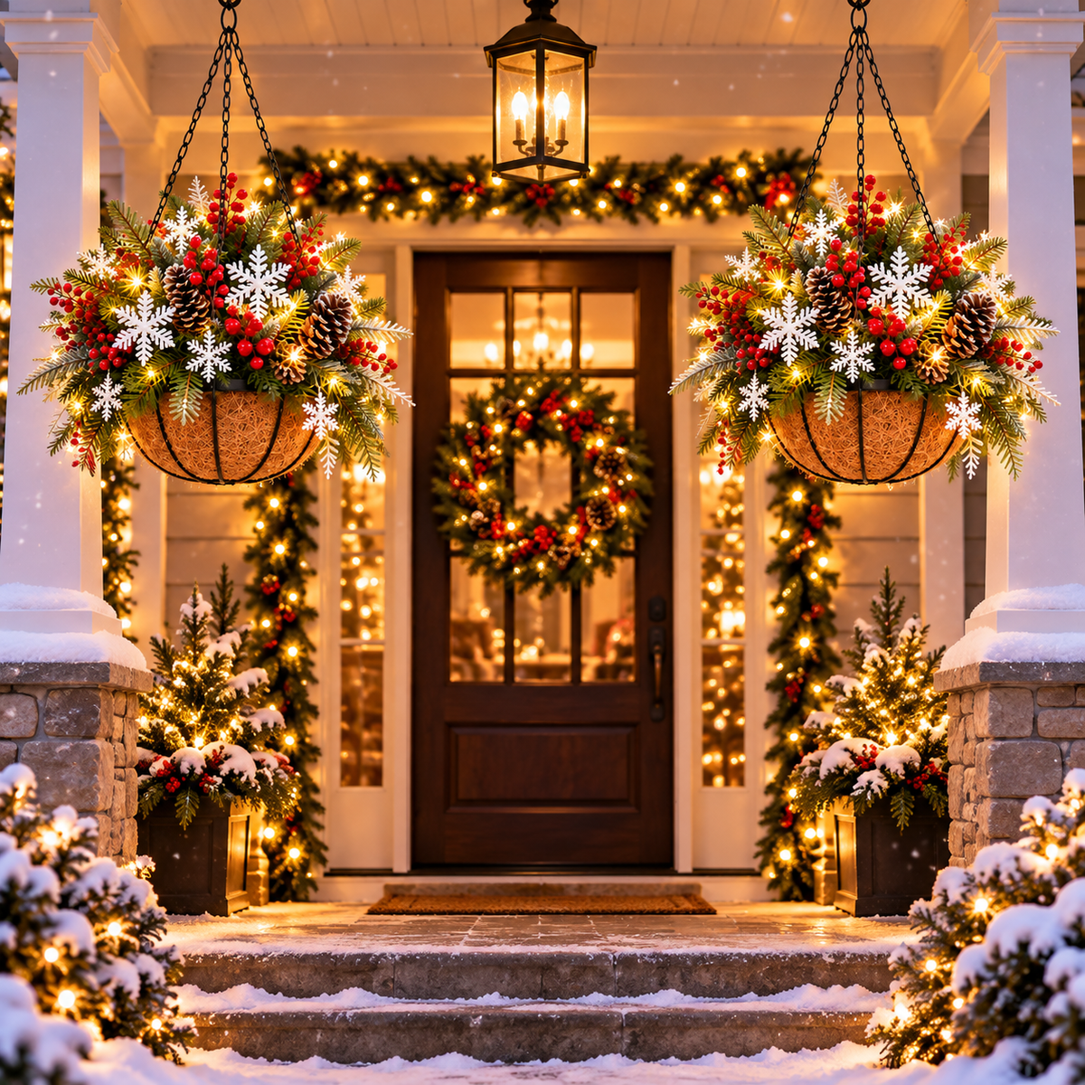 Pre-Lit Christmas Hanging Basket | Pre-lit, weather-resistant, and zero maintenance