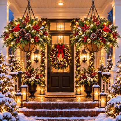 Pre-Lit Christmas Hanging Basket | Pre-lit, weather-resistant, and zero maintenance