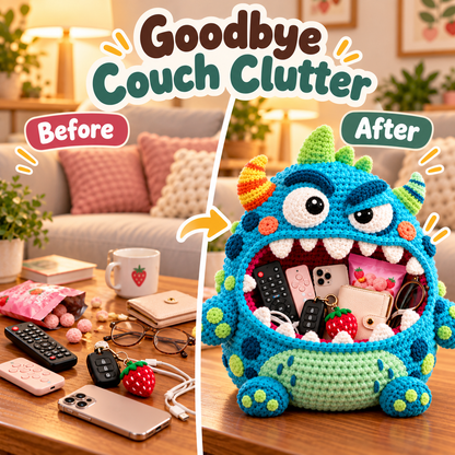 🔥 Last Day 49% OFF-Clutter Munchers Hungry Monster DIY Crochet Storage Buddies 👾🧶