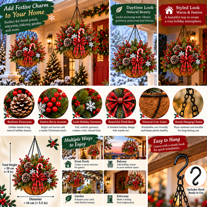 Pre-Lit Christmas Hanging Basket | Pre-lit, weather-resistant, and zero maintenance