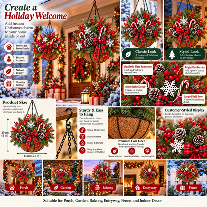 Pre-Lit Christmas Hanging Basket | Pre-lit, weather-resistant, and zero maintenance