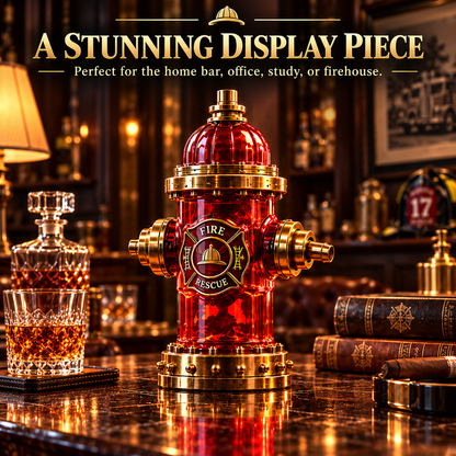🚒 Firefighter Tribute Hydrant Whiskey Decanter – Red & Gold Memorial Display Gift