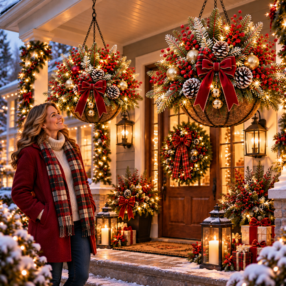 Pre-Lit Christmas Hanging Basket | Pre-lit, weather-resistant, and zero maintenance