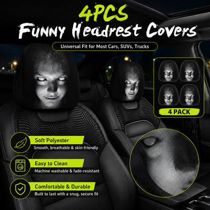 🔥HOT SALE 55% OFF😆 Funny Cartoon Car Headrest Covers – 2PCS Universal Fit 🚗