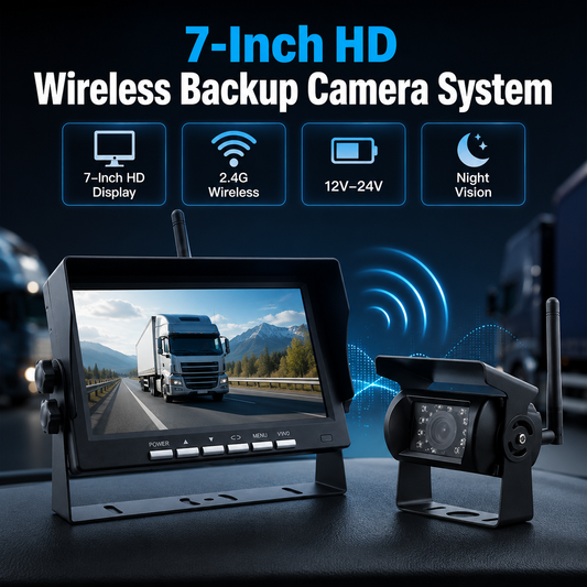 🔥Hot Sale ＆ 50％ Off🔥7-Inch HD Wireless Backup Camera System – Zero Wiring, Easy DIY Install with Night Vision