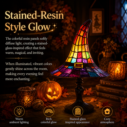 🧙‍♀️ Stained-Resin Witch Hat Lamp – Enchanting Gothic Ambient Light