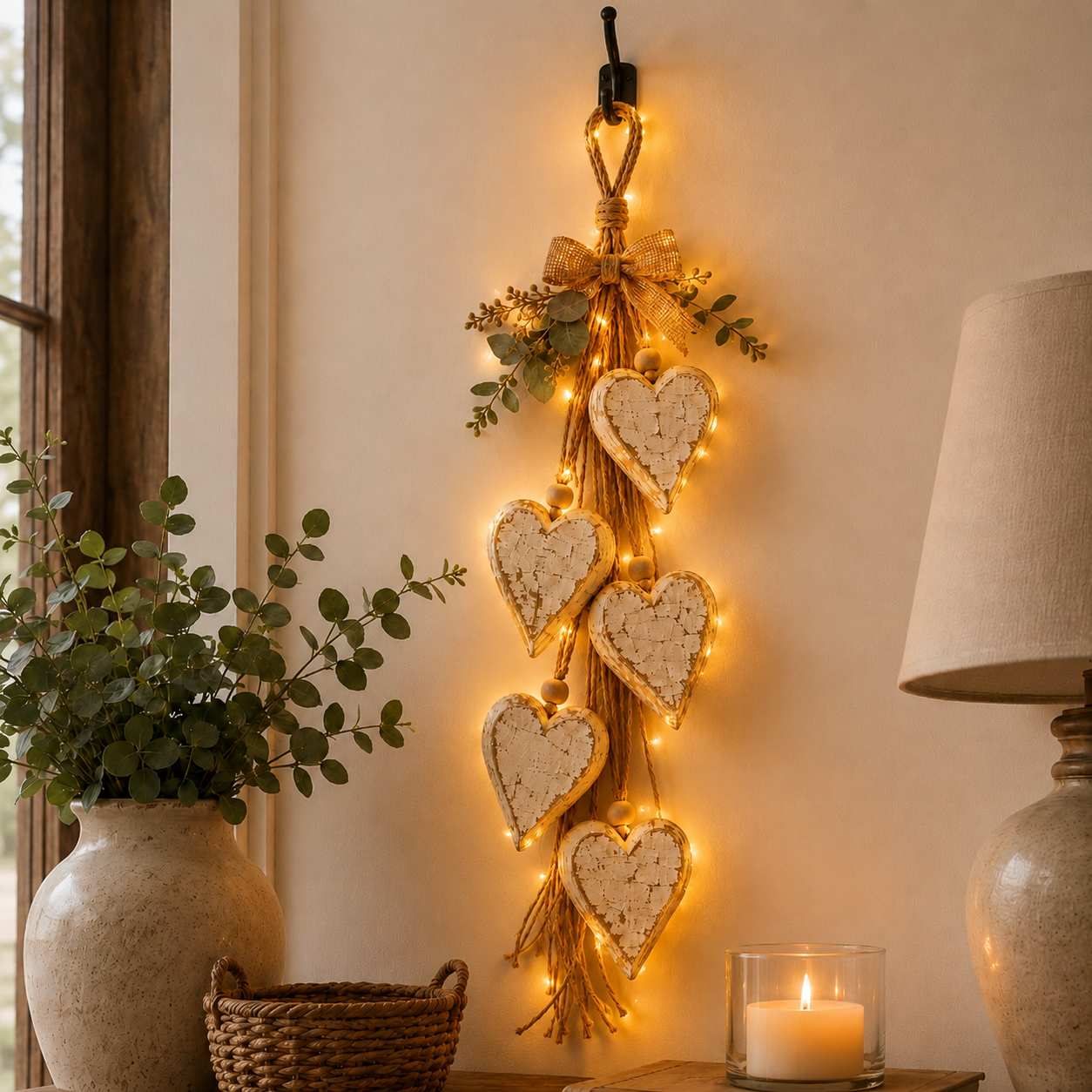 🤎 Handcrafted Hanging Heart Wall Decor – A Heartwarming Gift for Every Home