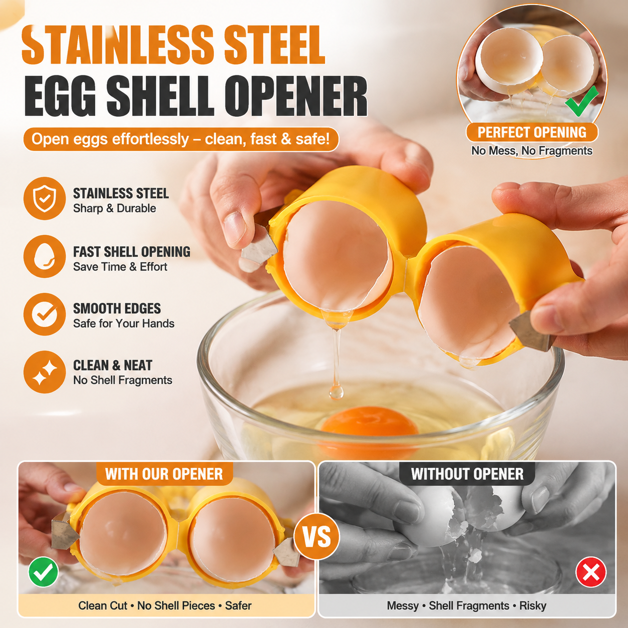 🔥Today 50% OFF 🥚 Egg Shell Opener – Crack Eggs Perfectly Without Mess