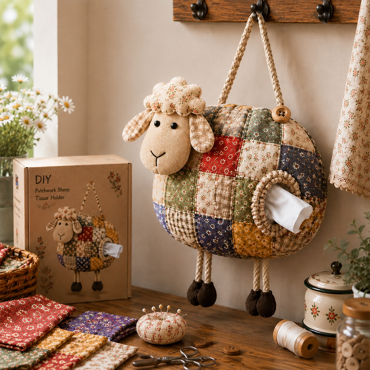 🔥 HOT SALE 🐔 DIY Animal Tissue Holder Sewing Kit – 6 Cute Farm Animal Designs