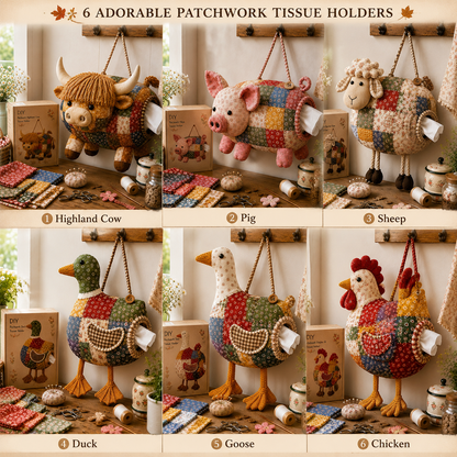 🔥 HOT SALE 🐔 DIY Animal Tissue Holder Sewing Kit – 6 Cute Farm Animal Designs