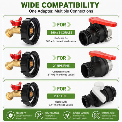 💧 Universal IBC Tote Adapter Kit with Brass Valve – Leak-Proof Garden Hose Connector🚰🌱