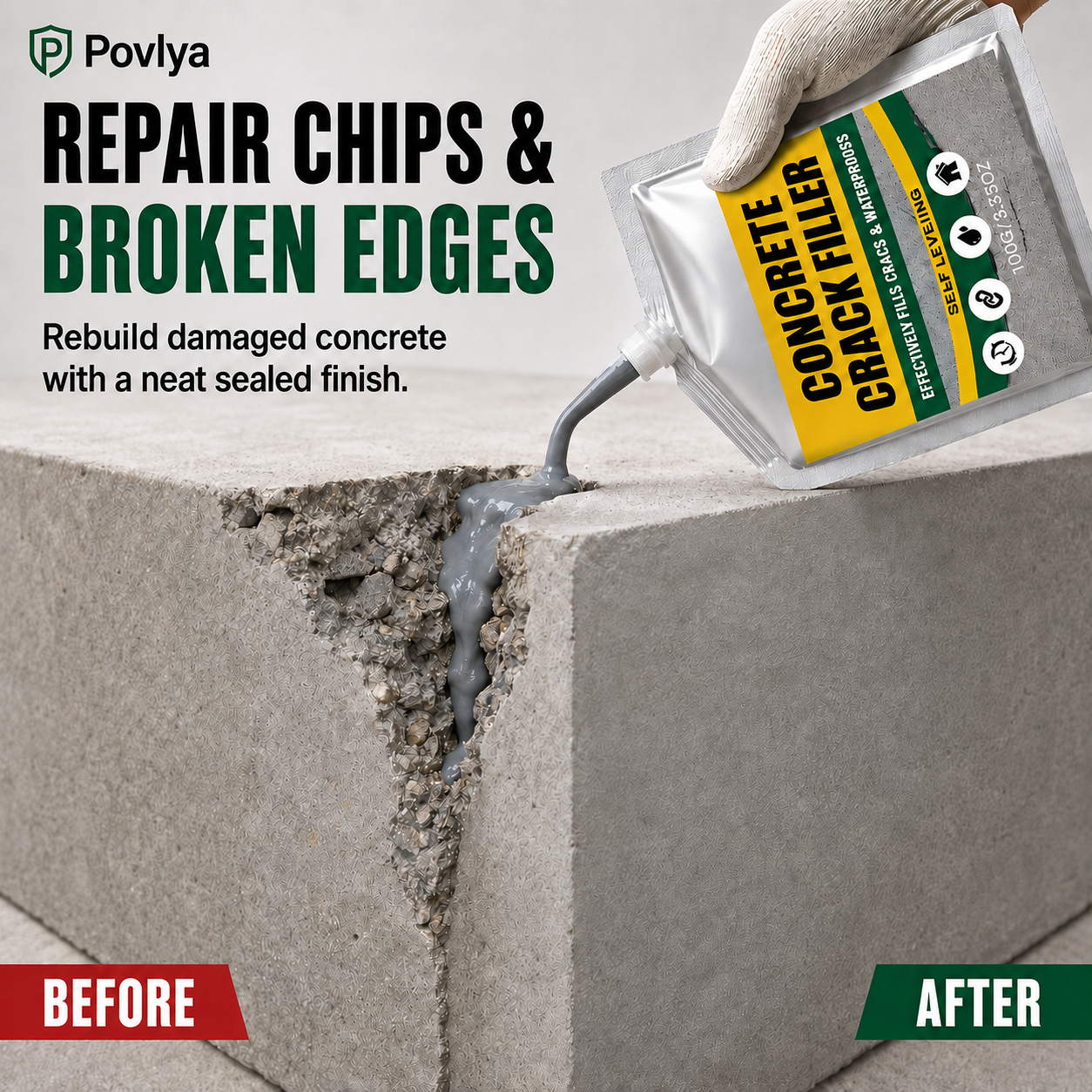 🏠 Waterproof Concrete Crack Filler for Indoor & Outdoor Use