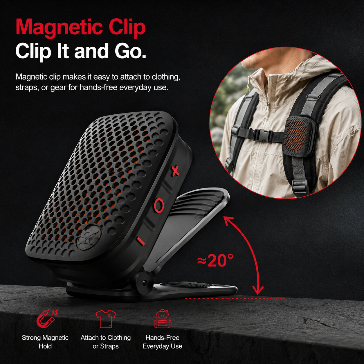 🎵 Ultra-Light Magnetic Clip-On Bluetooth Speaker