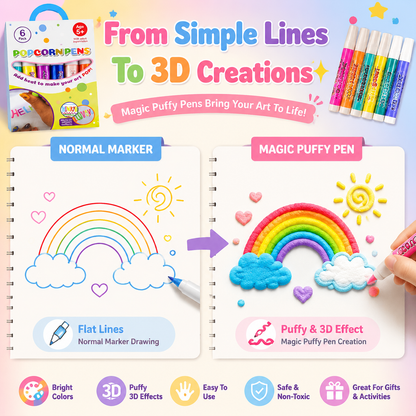 🔥HOT SALE 50% OFF🎁 Magic Puffy Pens for Kids – ✨3D Creative Drawing Art Set