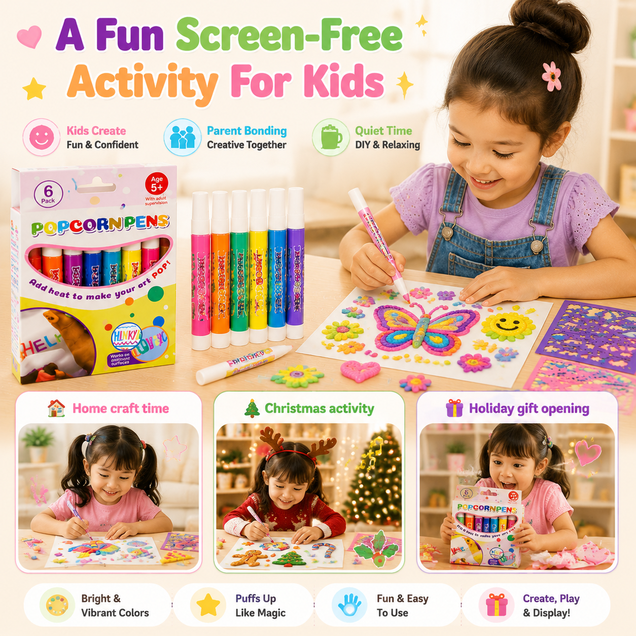 🔥HOT SALE 50% OFF🎁 Magic Puffy Pens for Kids – ✨3D Creative Drawing Art Set