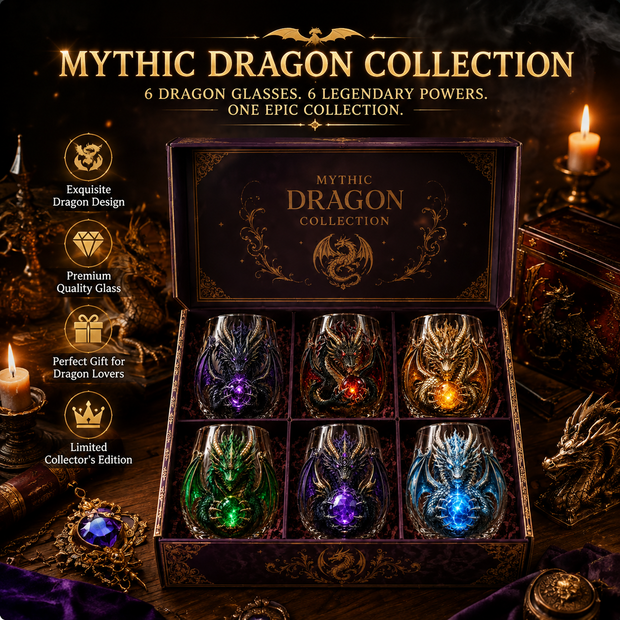 🐉✨3D Mythic Dragon Glass Art Cup | Luxury Raised Fantasy Glassware for Whiskey, Home Bar Décor & Legendary Gifts