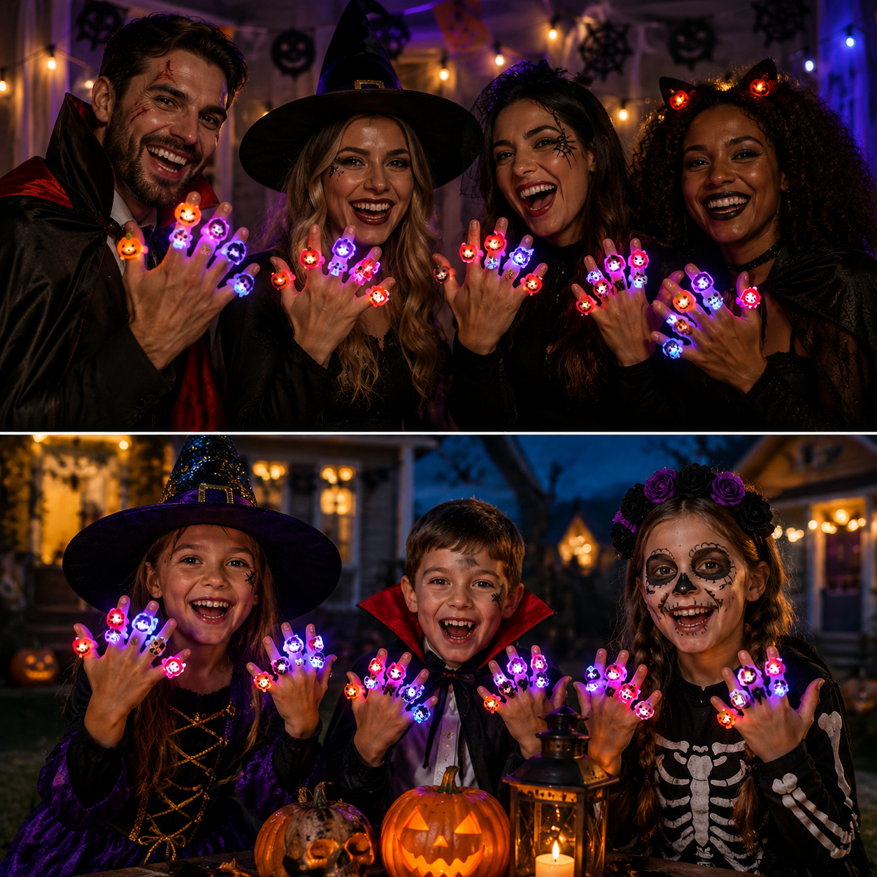 🔥🎃50 Pieces Each Box‼️✨LED Light Halloween Glowing Ring 💍| Flashing Light‑Up Party Favor for Halloween Night👻