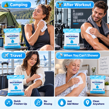 ⚡ 50K+ Sold! Rinse-Free Bathing Wipes – Water-Activated Body Cleansing Wipes🧼