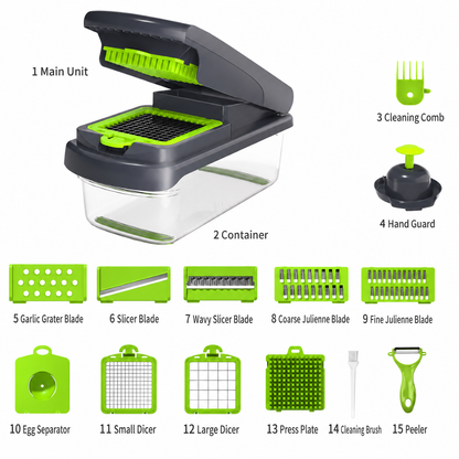 🔥14-in-1 Multifunctional Vegetable Chopper – Chop, Slice & Dice Instantly!