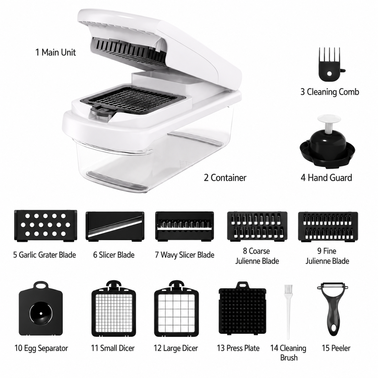 🔥14-in-1 Multifunctional Vegetable Chopper – Chop, Slice & Dice Instantly!