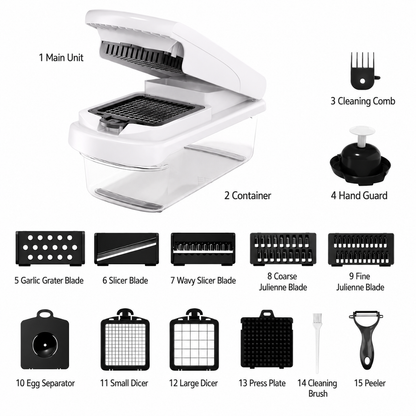 🔥14-in-1 Multifunctional Vegetable Chopper – Chop, Slice & Dice Instantly!