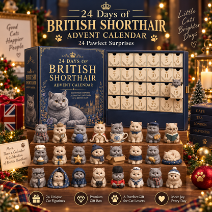 🎄✨CHRISTMAS KICKOFF 49%OFF - 2026 Days of BritishShorthair Blind Box -24-Day Festive Countdown,British Shorthair ThemedCollectible MiniaturesBlind Box - Gift For CatLovers