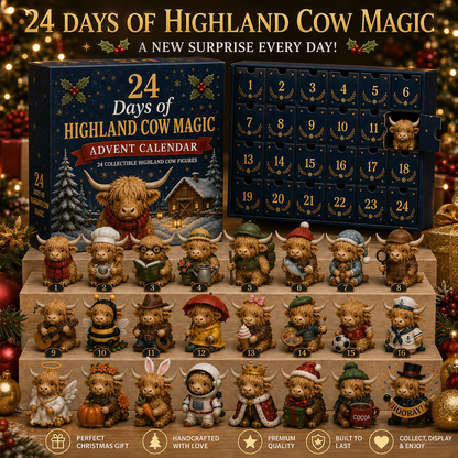🐮 24 Days of Highland Cow Magic Advent Calendar – 24 Collectible Christmas Cow Surprises