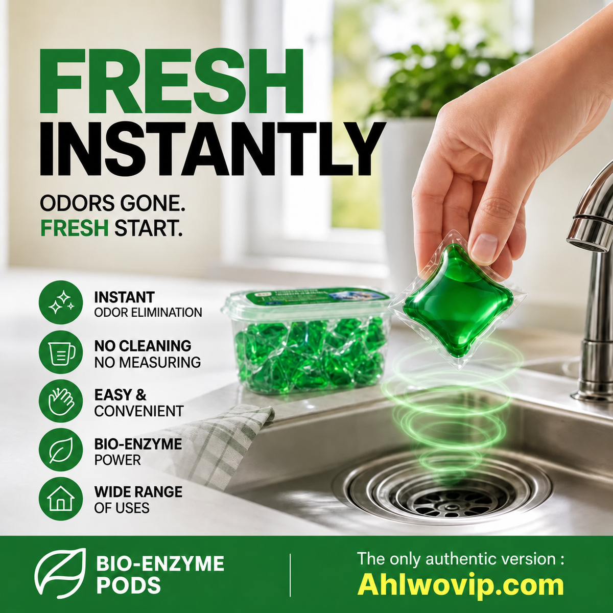 🥳2026 HOT SALE🥳💞50K+ SOLD!🏠💧 50% OFF! Drain Deodorizer Pods – Bio-Enzyme Formula🚰✅
